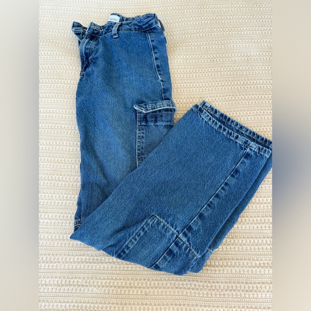Zara Navy Blue Cargo Jeans